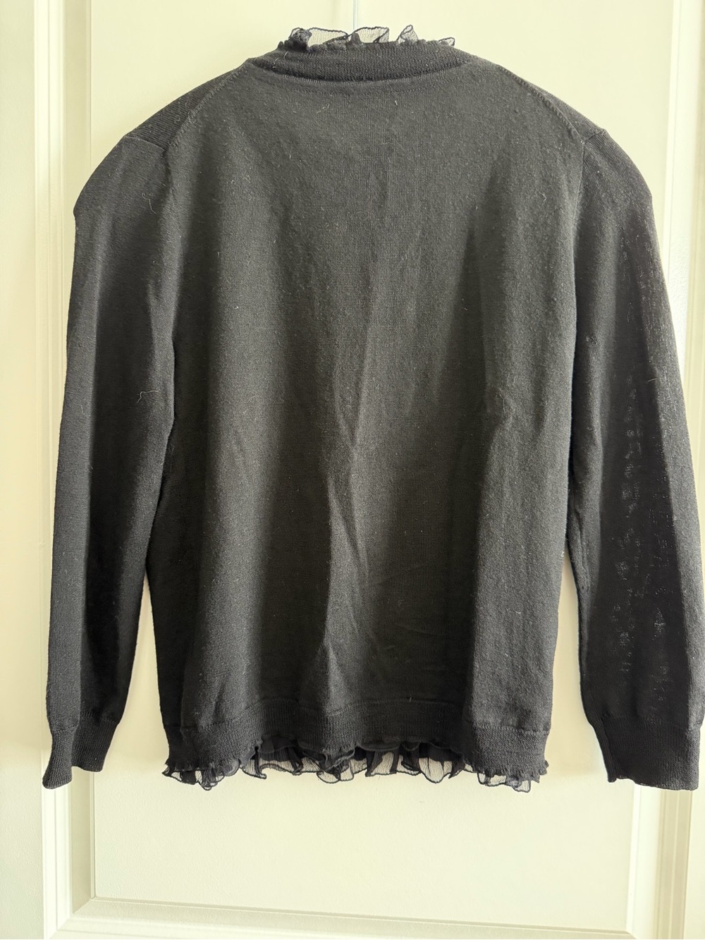 J. Crew Black Ruffle-Edge Button-Front Cardigan - Picture 6 of 8